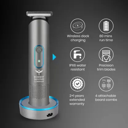 BOMBAY SHAVING COMPANY BTG1999 Fully Waterproof Trimmer 90 min Runtime 4 Length Settings (Black) BOMBAY SHAVING COMPANY BTG1999 Fully Waterproof Trimmer 90 min Runtime 4 Length Settings (Black)